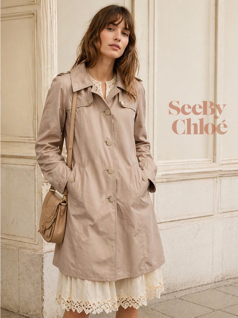 See By Chlo Taupe Trench Coat Us 4 Classic Minimal Jacket